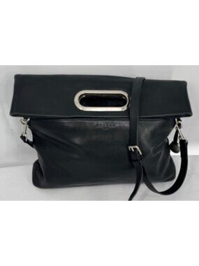 Skagen Denmark Black Luxurious Leather Crossbody Purse Fold Over Bag Handbag